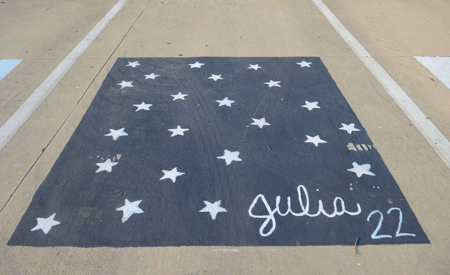 A&M Consolidated HS painted parking spots